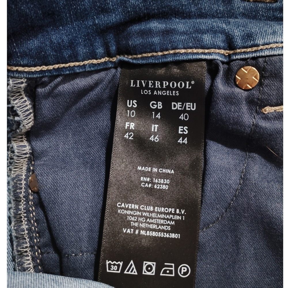 Liverpool Los Angeles The Crop Flare Jeans Blue Raw Frayed Hem Size 10/30 - Picture 8 of 11